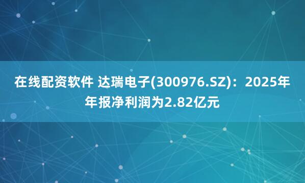 在线配资软件 达瑞电子(300976.SZ)：2025年年报净利润为2.82亿元