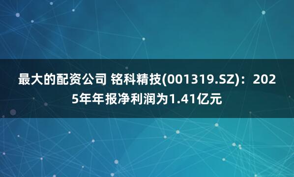 最大的配资公司 铭科精技(001319.SZ)：2025年年报净利润为1.41亿元